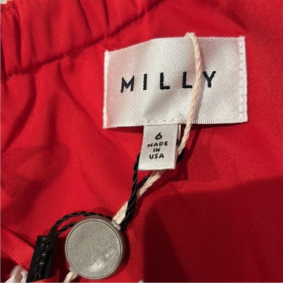 New Milly Tara Red Valentines Day Dress Solid One Shoulder Size 6 NWT - Picture 4 of 10